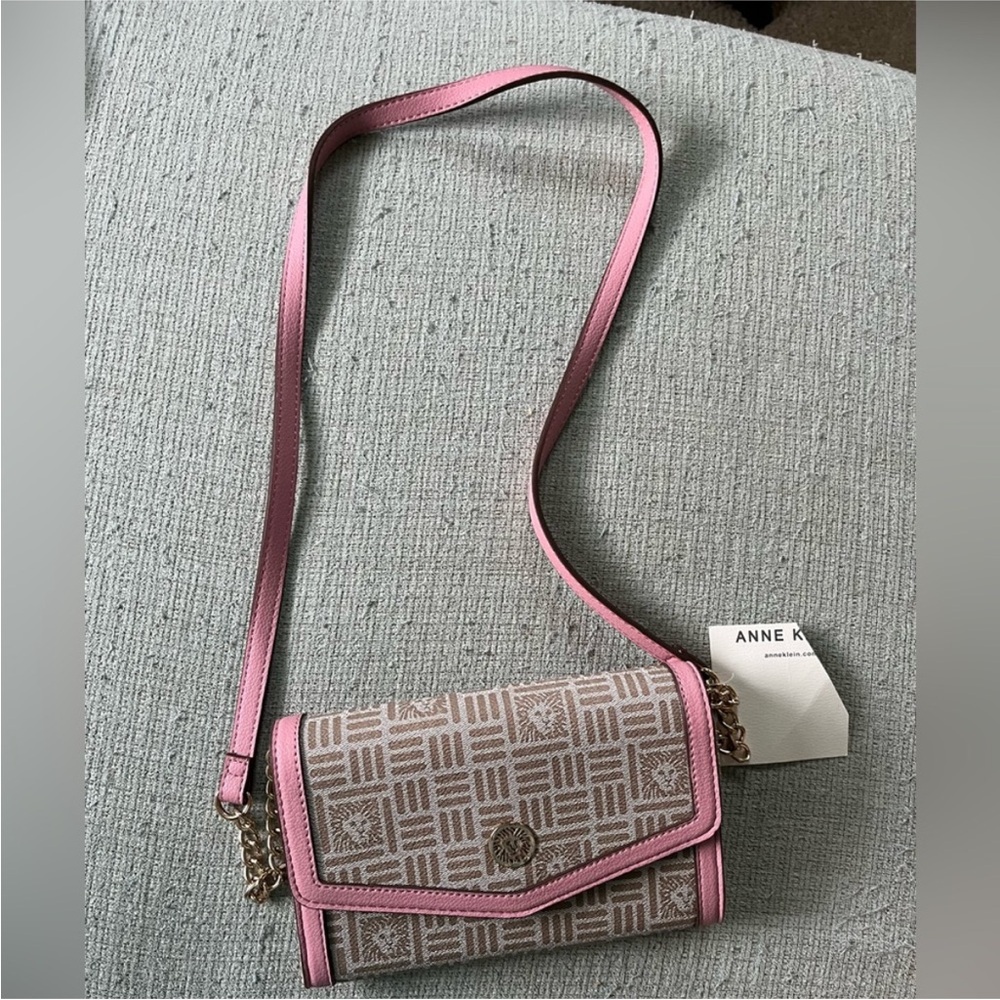 Anne Klein Pink and Tan Crossbody Bag